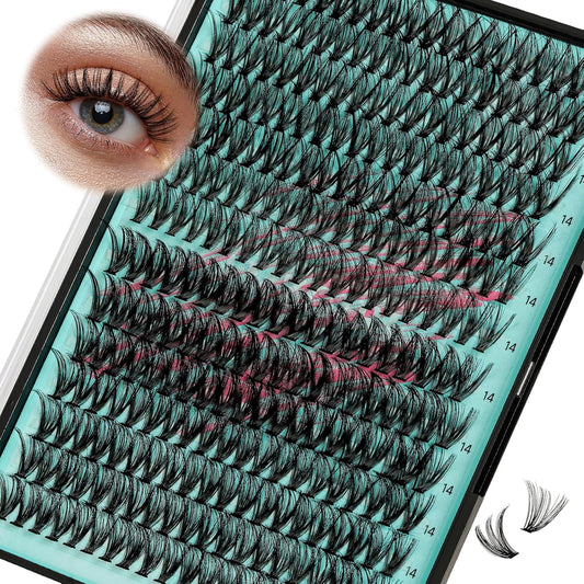 Lash Clusters Wispy 280PCS Eyelash Extension 30D 40D Cluster Lashes Individual Lashes DIY Lash Extension Natural Look Cluster Eyelash Extensions Soft False Eyelashes at Home for Beginners(14mm)