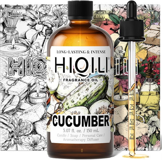 HIQILI Cucumber Fragrance Oil for Diffuser Use, Fresh Scents for DIY Soap, Body Spray, Candle Supplies for Candle Making - 5.07 Fl Oz