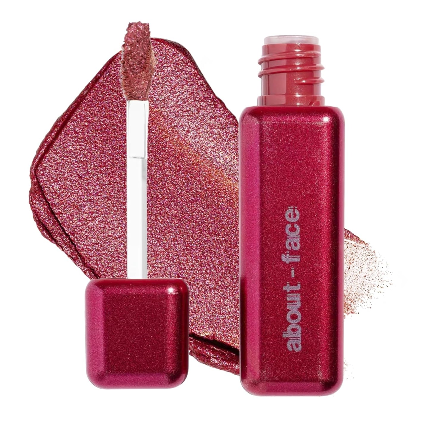 aboutface Fractal Glitter Eye Paint Cherie – Smudge-Proof, Long-Lasting Liquid Eyeshadow – Intense Sparkle with Mousse Texture – Vegan, Cruelty-Free – 0.13 oz (Hot Pink Red)