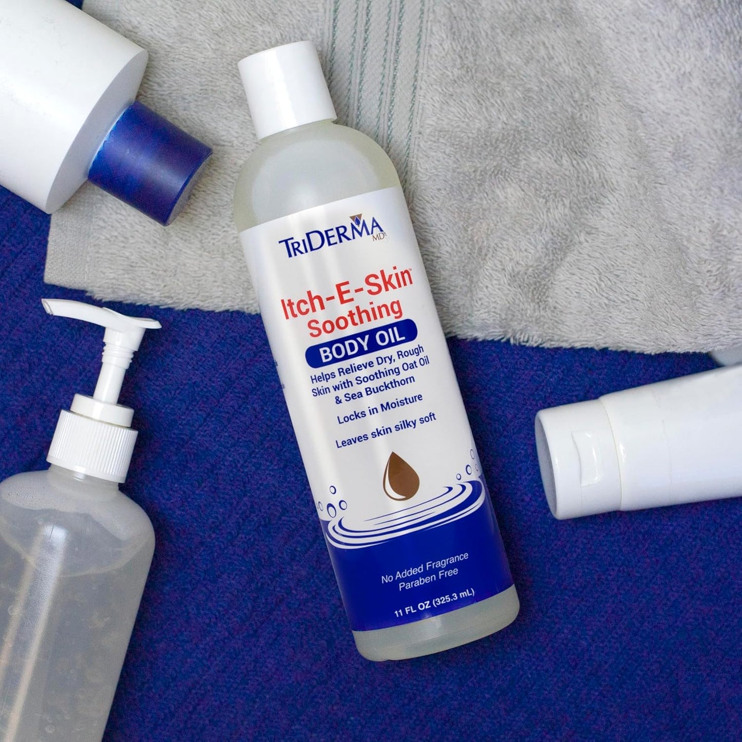 Itch-E-Skin Soothing and Moisturizing Body Oil with Sea Buckthorn Oil, Rose Hip Oil, Oat Oil to Relieve Itchy Skin, Non-Greasy Dry Body Oil, 12 ounces