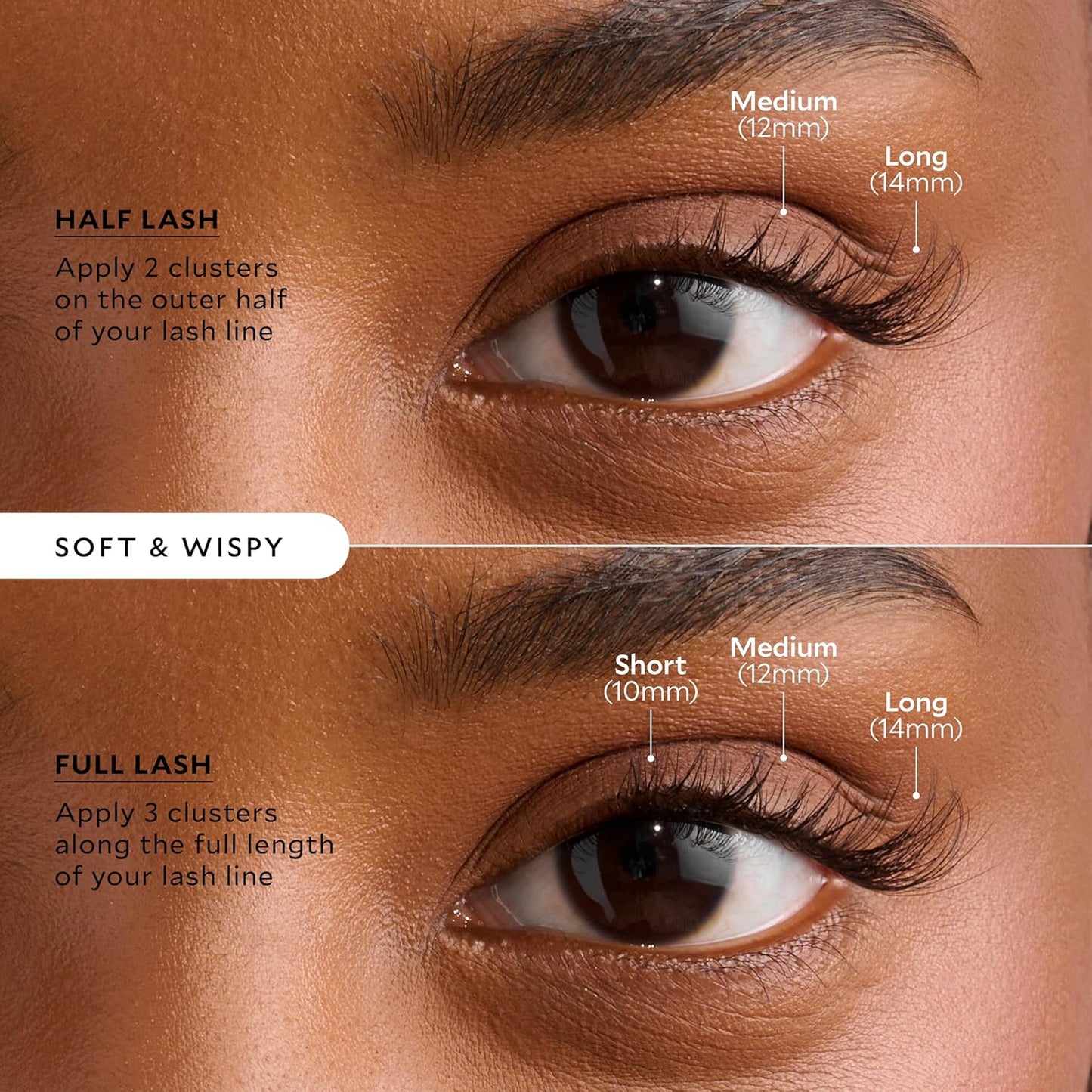 Velour-Xtensions™ Self-Stick Lash Clusters Kit, Self Adhesive Eyelashes, Includes 12 Eyelash Clusters & Applicator, Comfortable & Lightweight Lash Extensions (Soft & Wispy)