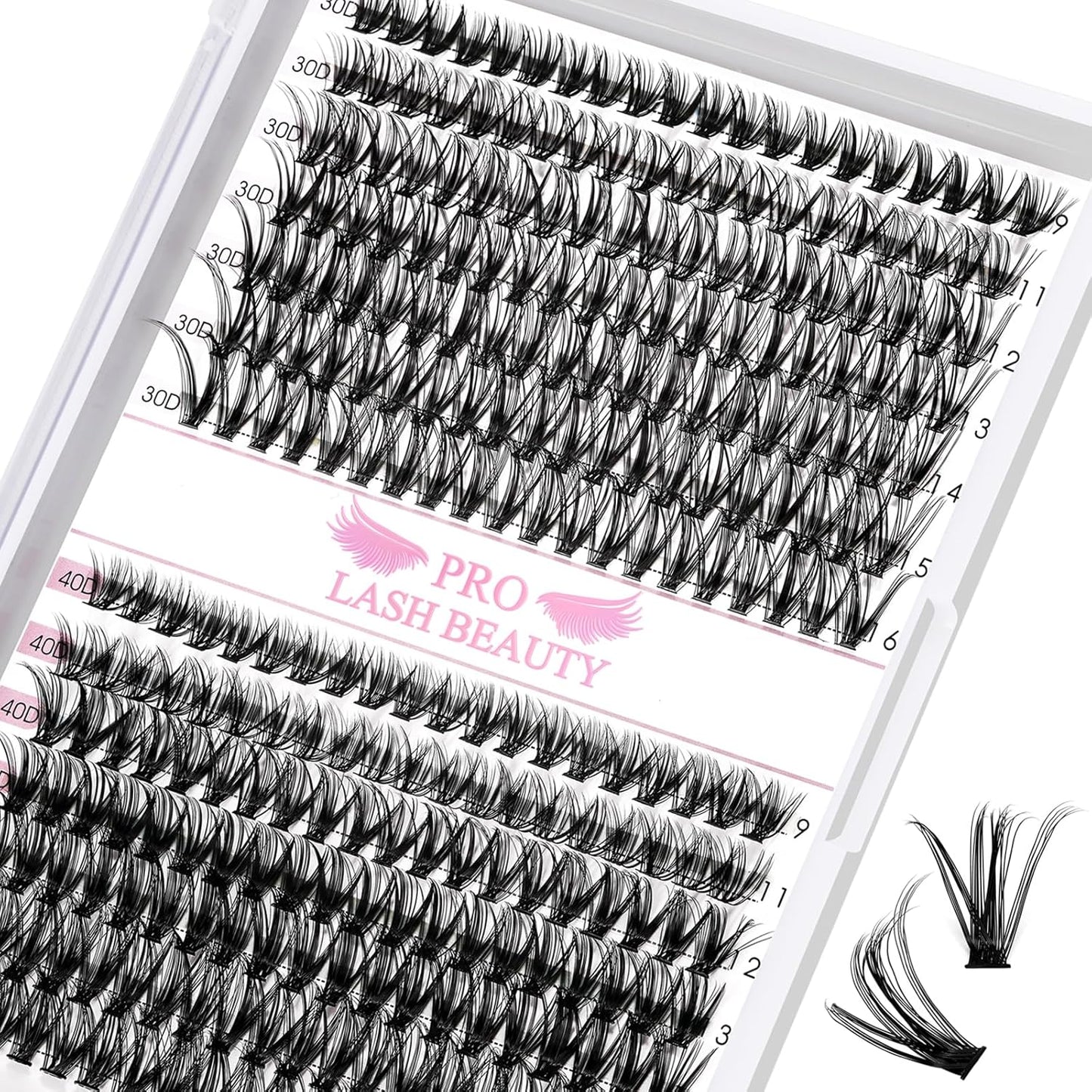 280 Pcs Individual Lashes 30+40-C-9-16mix Cluster Lashes 10D 20D C D Curl Wispy Lashes Bottom Lashes DIY Lashes At Home（30+40-C-9-16mix）