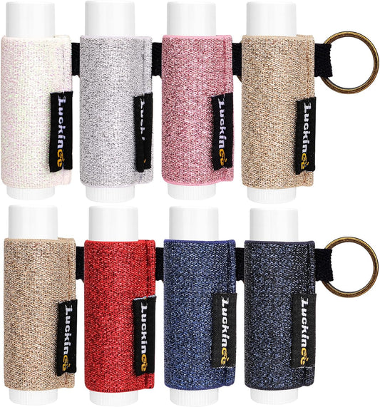 Lip Balm Keychain - Shinny Chapstick & Lipstick Holder - Tight Elastic Holder for Fat & Slim Lip Balms