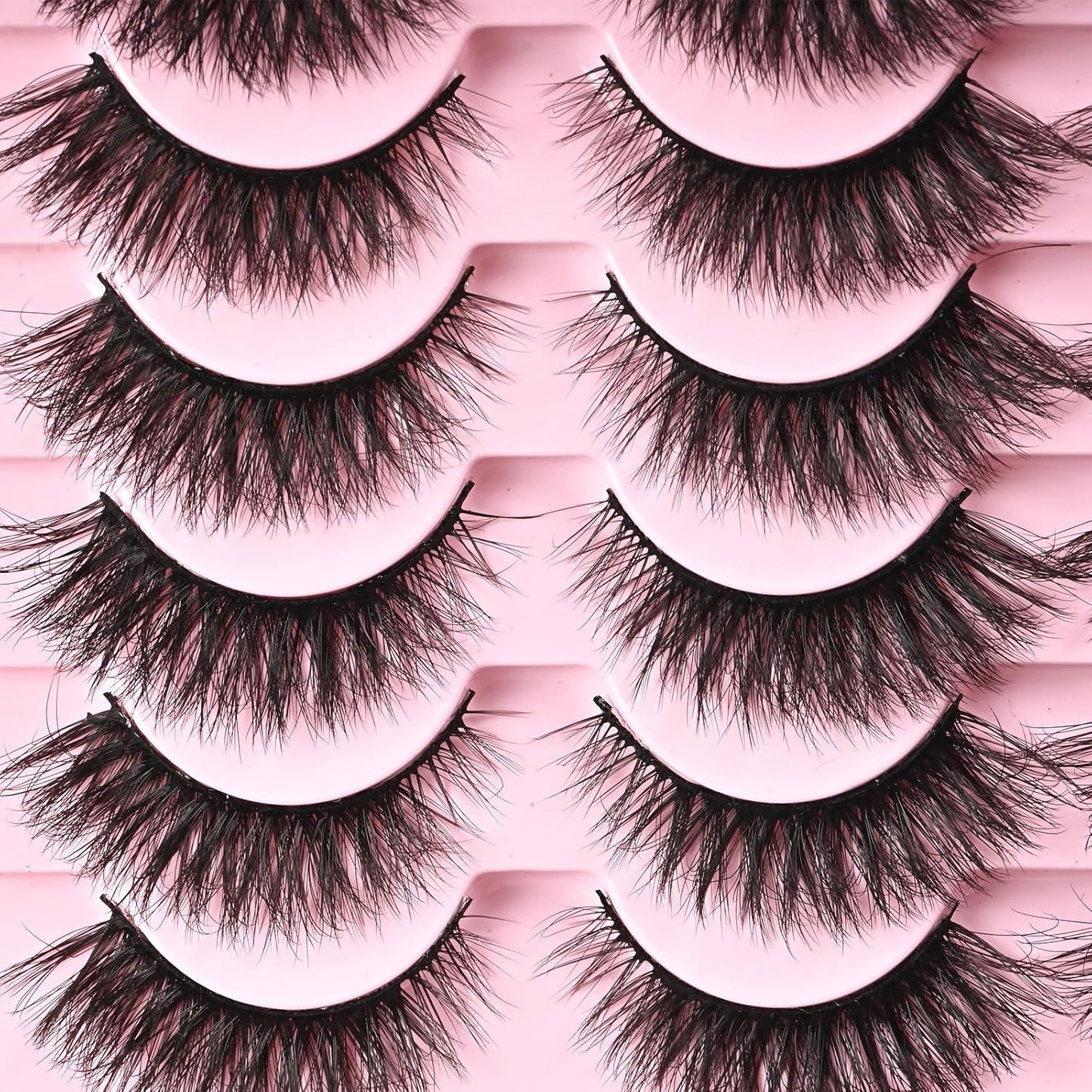 FARRED Natural Lashes Short Eyelashes Wispy False Mink Lash Pack 14 Pair Fluffy Cat Eye Strip Eyelash that Looks Like Extensions Small Fake Lashes for MUA and Beginners Daily Makeup (F14 | 8-15mm)