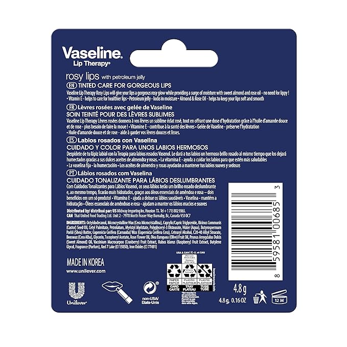 Vaseline Lip Therapy Care Rosy, Fast-Acting Nourishment, Ideal for Chapped, Dry, Cracked, or Damaged Lips, Lip Balm, 20-Pack, 0.16 Oz Each