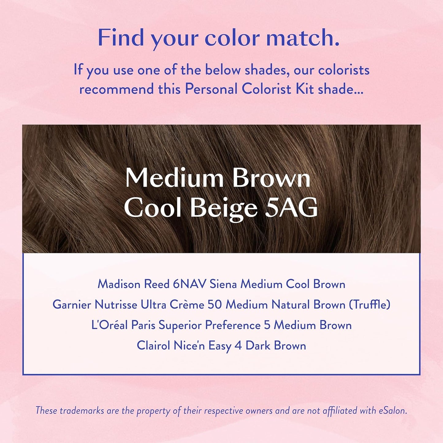 eSalon Permanent Hair Color & Hair Dye Complete Kit - Medium Brown Cool Beige - Personal Colorist Kit for Up To 100% Gray Coverage for All Hair Types - Professional-Grade Ammonia-Free Hair Dye