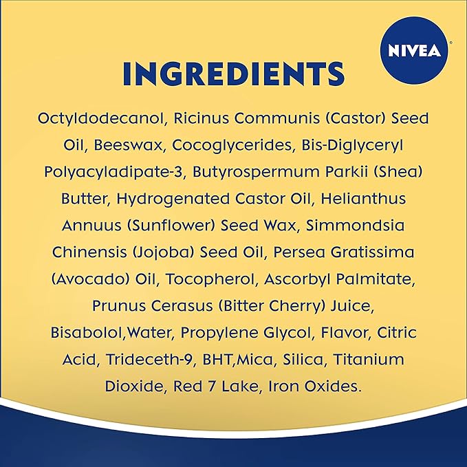 NIVEA Cherry Lip Care - Tinted Lip Balm for Beautiful, Soft Lips - Pack of 4