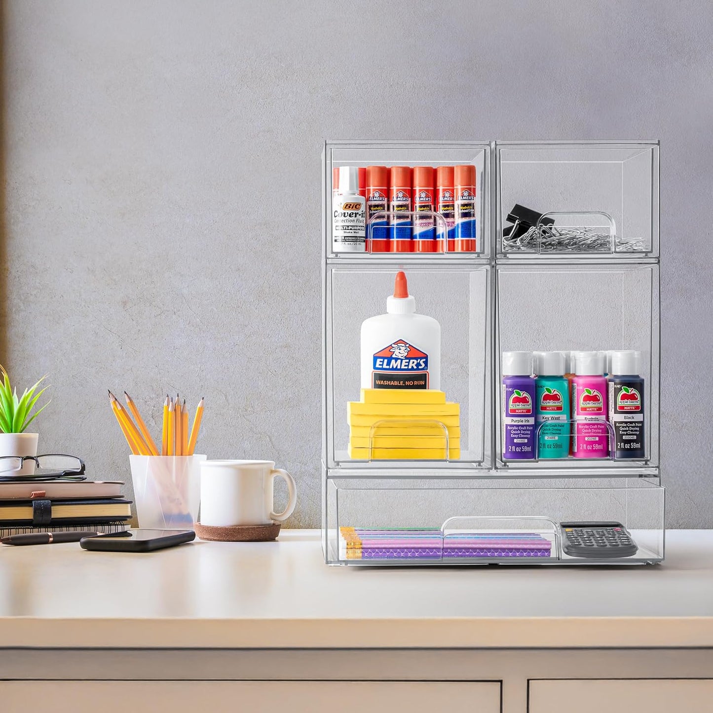 Sorbus Acrylic Storage Containers - 3 Pack, Stackable Storage Bins Set for Bathroom Organization - Clear Acrylic Drawer Organizers - Makeup Case Pull-Out Drawers (7.6’’ Tall and 12.1’’ Wide)