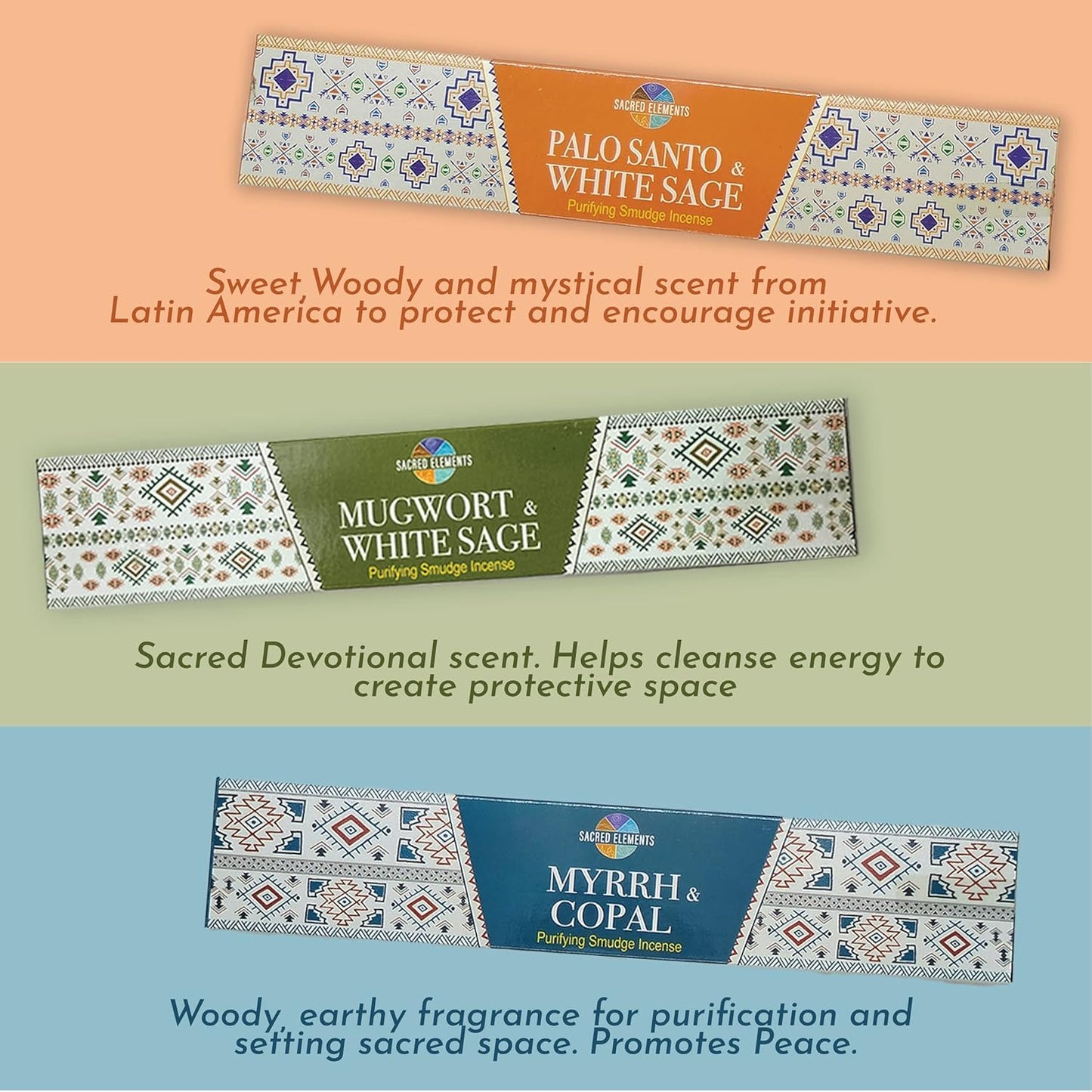 Cleansing Incense Sticks Variety Pack - 6 Masala Insenses - White Sage Incense, Lavender Incense, Myrrh Incense, Copal Incense Mexico & Palo Santo Incense Sticks | Inciensos para Sacar Malas Energias