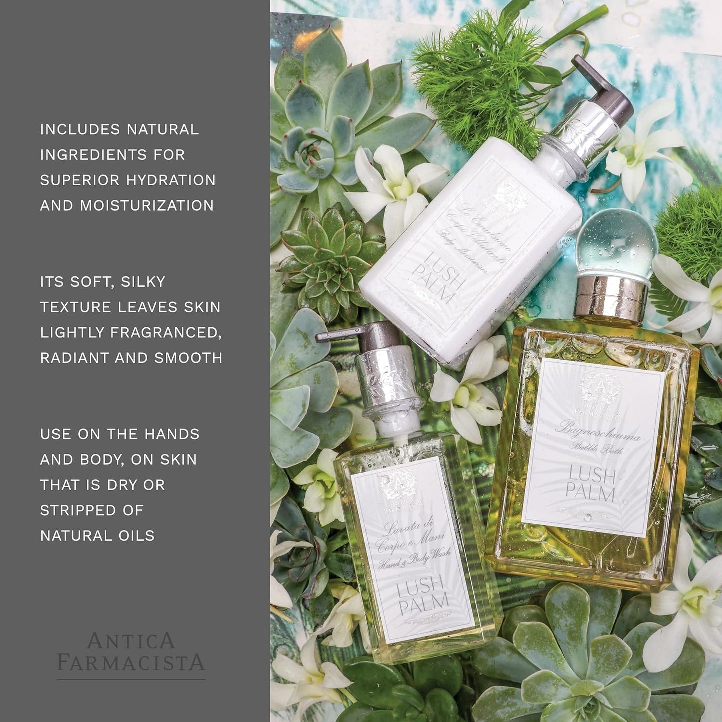 Antica Farmacista Body Moisturizer - Moisturizing Scented Lotion - Premium Body Moisturizer - Luxury Gift for Women & Men - Hand & Skin Hydration - Lush Palm, 10 Fl Oz