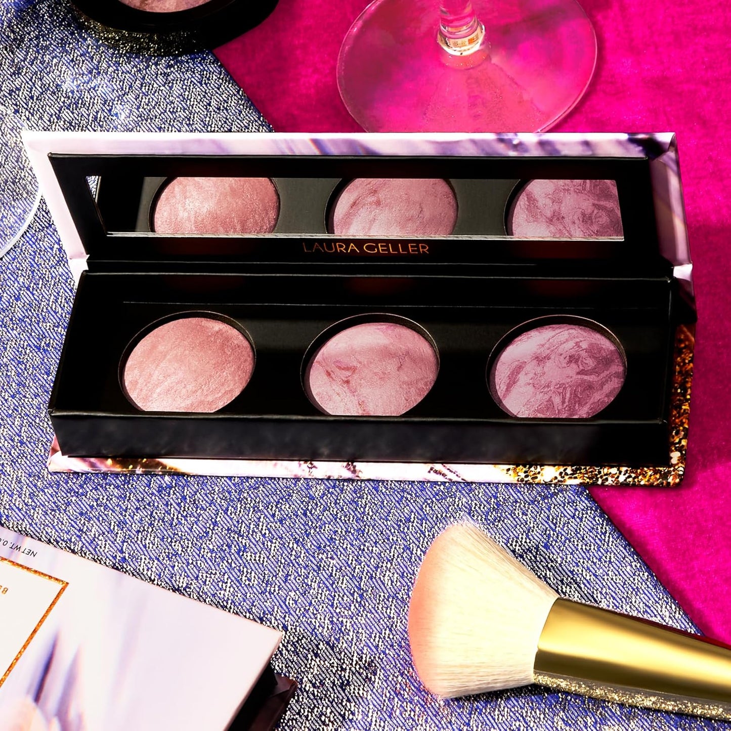 LAURA GELLER NEW YORK Geller's Greatest Better Than Ever 3-Piece Blush-n-Brighten Marbleized Blush Palette Trio