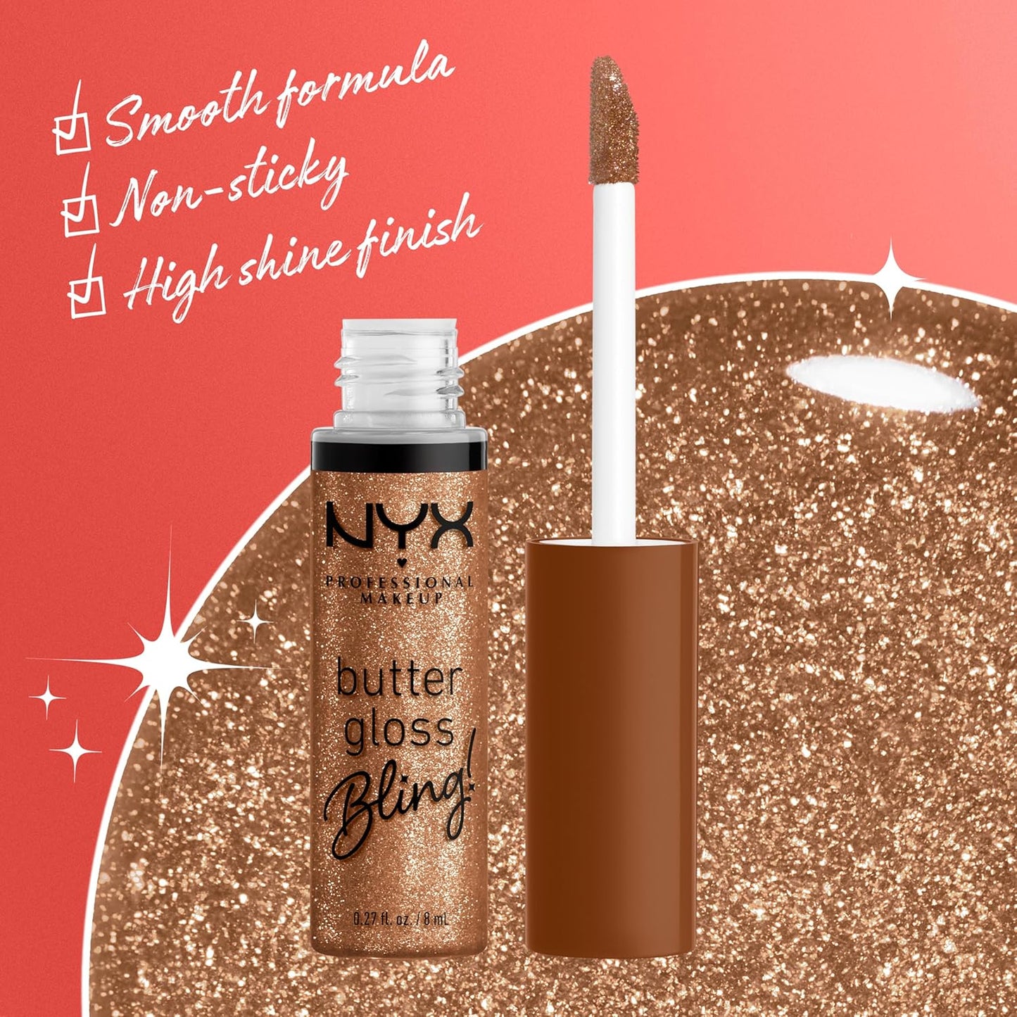 NYX PROFESSIONAL MAKEUP Butter Gloss Bling Lip Gloss, Non Sticky and Shiny Vegan Lip Makeup - Shimmer Down