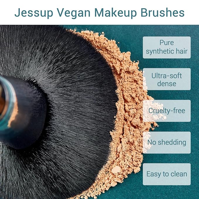 Jessup Makeup Brushes 15 Pcs Makeup Brush Set Beauty Cosmetics Make Up Powder Concealer Eyeshadow Eyeliner Blending Lip Brush Tools (Black/Silver) T092