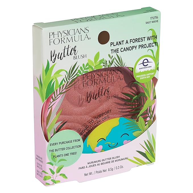 Physicians Formula Earth Day Butter Blush Powder Saucy Mauve, Clean Beauty, Dermatologist Tested, Vegan, Cruelty-Free