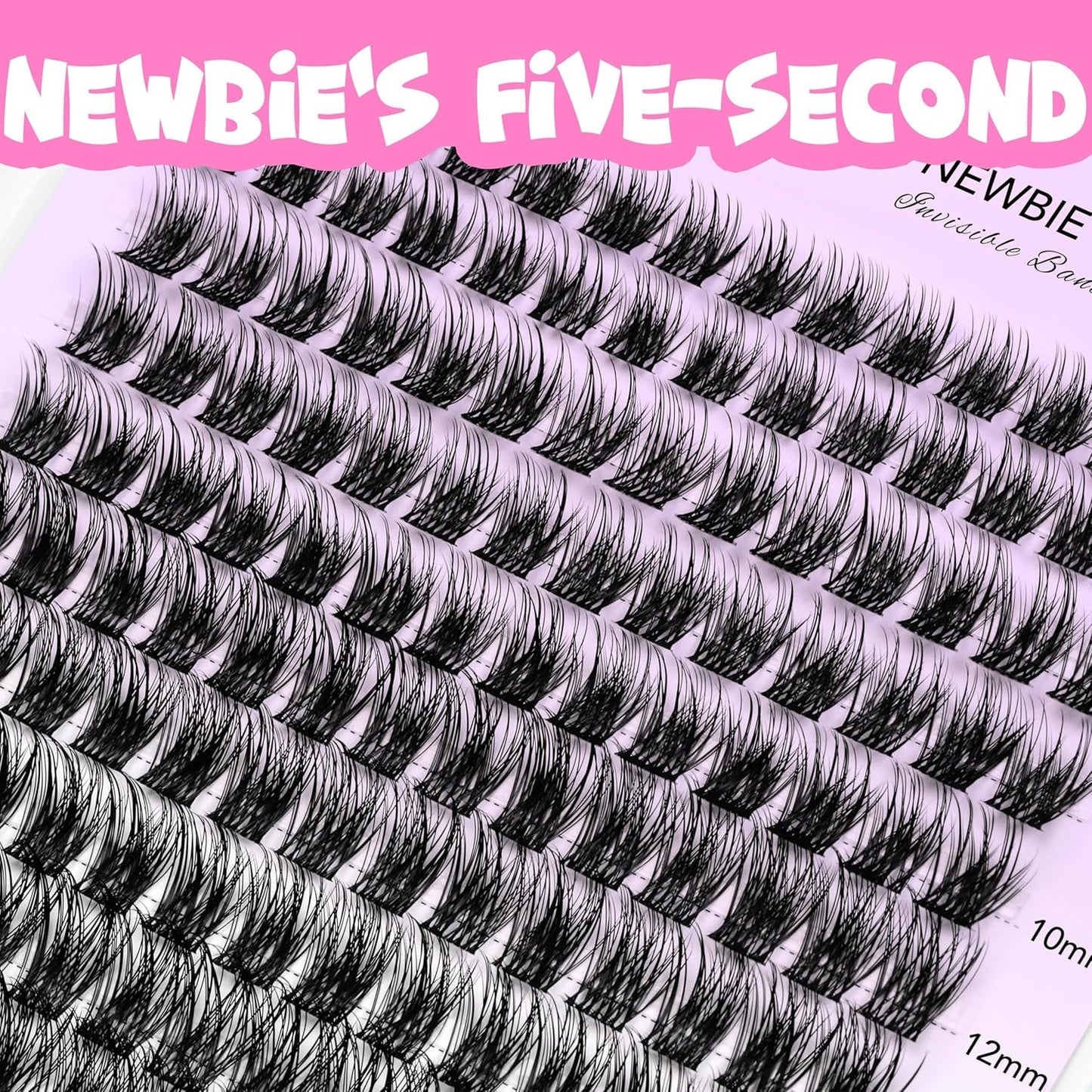 VEYESBEAUTY Lash Clusters Individual Eyelash Extensions Thin & Invisible Band DIY False Eyelashes for Self-application Newbie's Five-Second Series Wispy Lash Tray, Dreamy 8-16mm Mixed Length